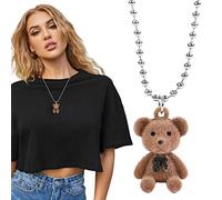 Huyeruie Teddy Bear Necklace, Bear Necklace, Elegant Plush Bear Pendant Necklace for Jewelry Gift Bear Pendant, Gifts Jewelry, Bear Necklace