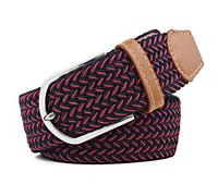 Huyfhksd 2 Pieces Elastic Braided Belt for Men and Women Woven Stretch Belt, Blue and Red, for Waist Size 40"-43"