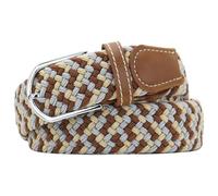 Huyfhksd Multicolored Elastic Woven Golf Belts Casual Braided Stretch Belt for Men and Women, Beige Grey Brown, for Waist Size 32"-35"