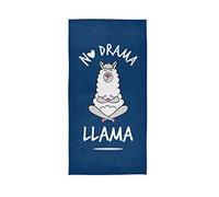 HUYGD Funny Quotes No Drama White Grey Llama Alpaca Sitting on Navy Blue Soft Hand Bath Towel 30" x 15" Thin Fast Drying Absorbent Soft Towels for Kitchen Gym Spa Hotel Beach