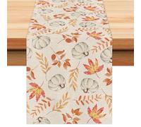 HuYiGGZ Thanksgiving Autumn Orange Pumpkins Maple Leaves Autumn Table Runner Rectangle Tablecloth Dining Room Decor for Tabletop Decor Picnic Party Kitchen Wedding