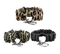 HUYIIO Scrunchie Keychain Wristlet Bracelet, 3 Pcs Stretchy Key Ring Elastic Wrist Holder Keychain for Women (Yellow leopard print + Leopard print + Black)