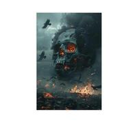 HUYNHTY Burning Skull Apocalypse Canvas Poster Wall Art Print Picture Paintings 20x30inch(50x75cm)