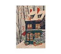 HUYNHTY Cozy Winter Bakery Watercolor Canvas Poster Bedroom Decor Landscape Decor Gift 20x30inch(50x75cm)