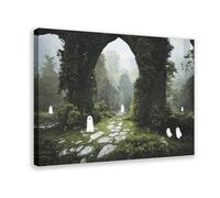 HUYNHTY Cute Ghosts in Forest Canvas Poster Wall Art Decor Print Picture Paintings for Living Room Bedroom Decoration 08x12inch(20x30cm)