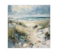 HUYNHTY Golden Horizon ， A Coastal Beach, Scenic View To The Sea Canvas Poster Bedroom Decor Landscape Office Room Decor Gift 28x28inch(70x70cm)