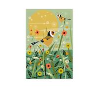 HUYNHTY Goldfinch in A Summer Meadow Print Canvas Poster Bedroom Decor Landscape Office Room Decor Gift 16x24inch(40x60cm)