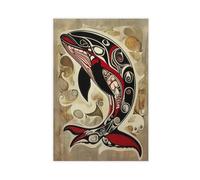 HUYNHTY Haida Killer Whale, Formline Style, Family And Community Canvas Poster Wall Art Decor Print Picture Paintings for Living Room Bedroom Decoration 16x24inch(40x60cm)