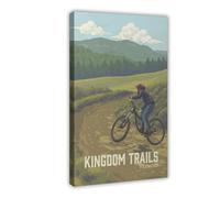 HUYNHTY Kingdom Trails Vermont Mountain Biking Travel Canvas Poster Bedroom Decor Landscape Decor Gift 08x12inch(20x30cm)