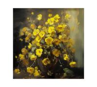 HUYNHTY Radiant Yellow Blossoms, Lush Greenery Embrace, Dark Mystique Canvas Poster Bedroom Decor Landscape Office Room Decor Gift 12x12inch(30x30cm)