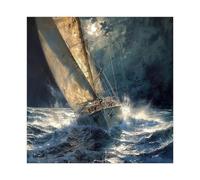 HUYNHTY Stormy Sea Sailing Canvas Poster Wall Art Decor Print Picture Paintings for Living Room Bedroom Decoration 24x24inch(60x60cm)