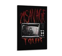 HUYREWHUYUU 21 Savage Tour Posters Vintage Poster Decorative Painting Aesthetic Wall Art Canvas Decor for Living Room Bed Room 24x36inch(60x90cm) Frame-style