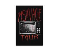 HUYREWHUYUU 21 Savage Tour Posters Vintage Poster Decorative Painting Aesthetic Wall Art Canvas Decor for Living Room Bed Room 12x18inch(30x45cm) Unframe-style