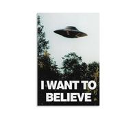 HUYREWHUYUU I Want To Believe Posters Vintage Poster Decorative Painting Aesthetic Wall Art Canvas Decor for Living Room Bed Room 12x18inch(30x45cm) Unframe-style