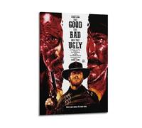 HUYREWHUYUU The Good The Bad And The Ugly Posters Vintage Poster Decorative Painting Aesthetic Wall Art Canvas Decor for Living Room Bed Room 12x18inch(30x45cm) Frame-style