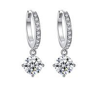 HUYTBYG Circle Full Zircon Earrings For Teen Girls Piercing Studs Trendy Earrings Non Allergic Earrings for Women (Silver, One Size)
