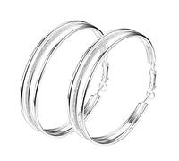 HUYTBYG Large Hoop Earrings Thin Dangle Elegant Earrings Wedding Earrings For Women Furry Earrings (Silver, One Size)
