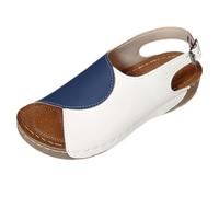 HUYTBYG Summer New Thick Bottom Fish Mouth Color Matching Foreign Trade Women's Shoes Large Size Sticker Hollow Beach Shoes Scandal for Women (Blue, 5.5)