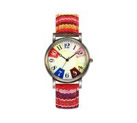 HUYTBYG Watch Digital Dainty Women's Wrist Multicolour Rainbow Pattern Rainbow Colorful Watch with Watch Box Watches for Senior Citizens (Red, One Size)