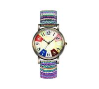 HUYTBYG Watch Digital Dainty Women's Wrist Multicolour Rainbow Pattern Rainbow Colorful Watch with Watch Box Strap Watches for Men (Purple, One Size)