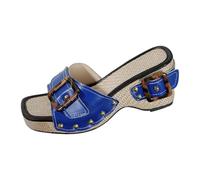 HUYTBYG Womens Ankle Strap Sandals Womens Espadrille Wedge Sandals Hollow Out Lace Sandal Mid Heel Event Occasion Sliders Holiday Summer Slides Open Toe Wedge Sandal Adjustable Buckle Hessian Sliders