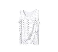 HUYTERTDR Plus Size Tank Tops for Women Summer Sleeveless Spotted Print T Shirts Elegant Plain Crewneck Blosue Basic Vests Tops Women UK Soft Comfy Undershirt White