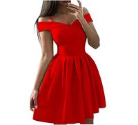 HUYTERTDR Womens Cold Shoulder Cocktail Party Dress V Neck Flared A-Line Vintage Dresses Spaghetti Strap Mini Dresses Night Out Evening Dress