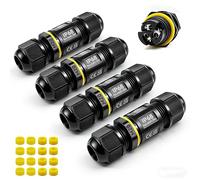 HUYU 4PCS IP68 Waterproof Electrical Cable Connector Outdoor Junction Box