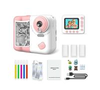 Huzeye Snapalette Printcam,Kids Instant Print Camera, 1080P HD Digital Video Camera with 20 Photo Stickers & 32G Card,10X Zoom,Time Lapse,Portable Travel Toys Camera for Age 3-16 Years Old Kids