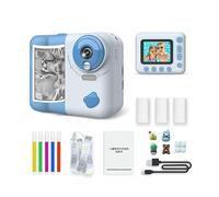 Huzeye Snapalette Printcam,Kids Instant Print Camera, 1080P HD Digital Video Camera with 20 Photo Stickers & 32G Card,10X Zoom,Time Lapse,Portable Travel Toys Camera for Age 3-16 Years Old Kids