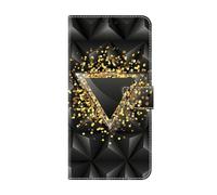 Huzhide Case for Google Pixel 9 Cover for Google Pixel 9 Pro, Flip PU Leather Wallet Phone Case Shockproof Art Pattern Silicone Bumper Cover with Card Slots Magnetic Stand, Triangular Mirror