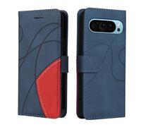 Huzhide for Google Pixel 9 / Pixel 9 Pro Wallet Case Magnetic Flip, Blue | Faux Leather, Soft Silicone Bumper, Credit Card Slots, Foldable Kickstand, Shockproof, Checkered Geometric, Slim Fit, Glossy