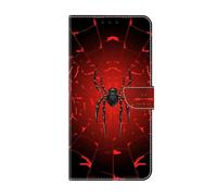 Huzhide for Honor X6C Case, for Honor X6B / X6A Wallet Cover for Kids Girl Boy Shockproof PU Leather Soft TPU Bumper Flip Phone Case with Card Holder Stand, Black Spider