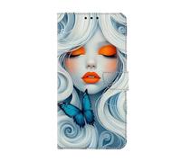 Huzhide for Honor X6C / X6B / X6A Case with Cute Pattern Art, Card Holder Magnetic Wallet Phone Cover TPU Shockproof Bumper Stand Flip Leather Case for Honor X6C / X6B / X6A, Pretty Girl
