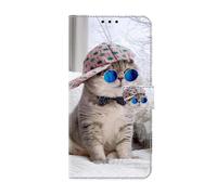 Huzhide for Motorola Moto G84 Case, PU Leather Protective Phone Art Cute Pattern Flip Wallet Cover with Magnetic Card Holder Stand Shockproof Case for Motorola Moto G84, Cool Cat