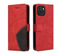 Huzhide for Samsung Galaxy A03 Wallet Case Magnetic Flip, Red | Faux Leather, Soft Silicone Bumper, Credit Card Slots, Foldable Kickstand, Shockproof, Checkered Geometric, Slim Fit, Glossy