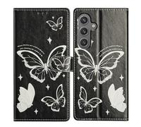 Huzhide for Samsung Galaxy A16 5G/A16 4G Case Flip Wallet, Butterfly | Faux Leather, Soft Silicone Bumper, Credit Card Slots, Foldable Kickstand, Shockproof, Checkered Geometric, Slim Fit, Glossy