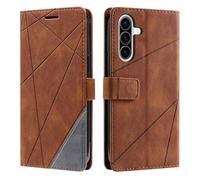 Huzhide for Samsung Galaxy A36 5G Case, Shockproof Premium Leather Stand Notebook Wallet Phone Case Flip Folio TPU Bumper Magnetic Protective Cover for Samsung A36 with Card Holder Photo Slots, Brown