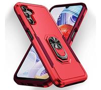 Huzhide for Samsung Galaxy A54 5G Phone Case Kickstand, Red & Rose Red | Military Grade Heavy Duty Protection, Hybrid Hard PC Shockproof TPU, Ring Holder, Magnetic, Slim Matte Bumper Armour Cover