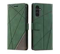 Huzhide for Samsung Galaxy S24 FE 5G Case, Shockproof Premium Leather Stand Notebook Wallet Phone Case Flip TPU Bumper Magnetic Protective Cover for Samsung S24 FE with Card Holder Photo Slots, Green