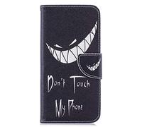 Huzhide iPhone 13 Phone Case Shockproof PU Leather Flip Pouch Wallet Phone Case Soft TPU Slim Bumper Protective Cover for iPhone 13 with Card Holder Magnetic Kickstand, Dont Touch My Phone