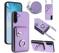 Huzhide Wallet Case for Samsung Galaxy A37 5G, RFID Blocking Women Girls Crossbody Purse Case with Lanyard Card Holder Kickstand Shockproof Leather Phone Cover for Samsung Galaxy A37 5G, Purple