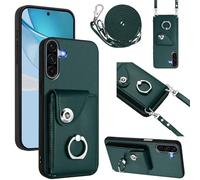 Huzhide Wallet Case for Samsung Galaxy A57 5G, RFID Blocking Women Girls Crossbody Purse Case with Lanyard Card Holder Kickstand Shockproof Leather Phone Cover for Samsung Galaxy A57 5G, Green