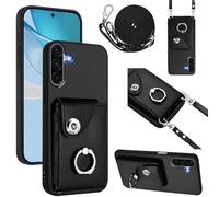 Huzhide Wallet Case for Samsung Galaxy A57 5G, RFID Blocking Women Girls Crossbody Purse Case with Lanyard Card Holder Kickstand Shockproof Leather Phone Cover for Samsung Galaxy A57 5G, Black