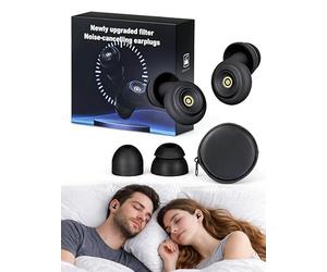 HuziNite Noise Cancelling Earbuds for Sleeping - Block Snoring/Loud Sounds, 50db Deep Noise Reducing HuziNite Ear Plugs, Ultra Soft Reusable & Washable, Transform Your Sleep Quality (Black)