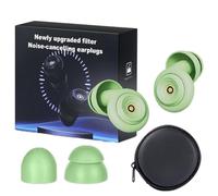Huzinite Noise Cancelling Earplugs, 50db Ultra Soft Reusable & Washable Earplugs for Sleep, Travel, Noise Sensitivity, Flying, Studying, Work, Advanced Seal Tech(Green,Five Pairs)