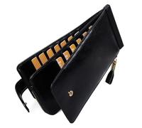 Huztencor RFID Wallet Women Large Size Bifold Multi Card Wallet Case with Zipper Pocke Credit Card Holder for Women, Vintage Black, L