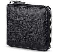Huztencor Wallets for Men Leather RFID Blocking Wallet Purse Bifold Slim Zipper Wallet Men Zip Around Credit Card Holder Wallet Black