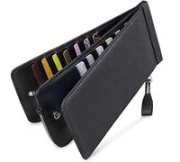 Huztencor Women's Credit Card Holder Wallet Leather RFID Blocking Wallet Purses Slim Compact Multi Card Holder Case Sleeve Concertina for Women with Coin Zip Purse Black