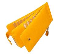 Huztencor Womens Leather Credit Card Holder Wallet RFID Blocking Wallet Women Card Case Purse, Vintage Yellow, L, Classic